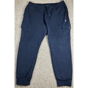 Polo Ralph Lauren Double Knit Navy Blue Cargo Joggers Sweatpants Men's XXL
